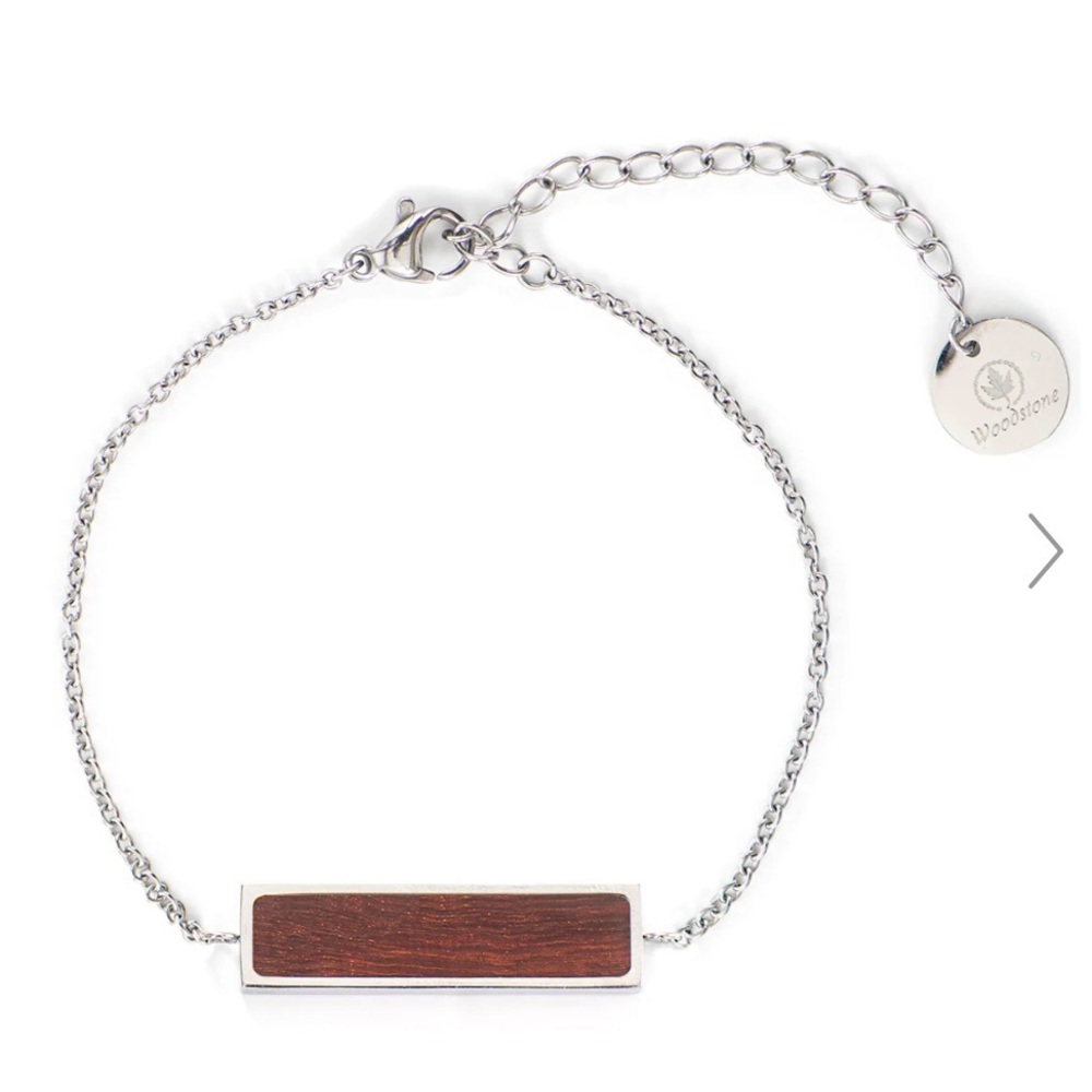 Woodstone Harmony Rosewood Women’s Silver Bracelet New in Box